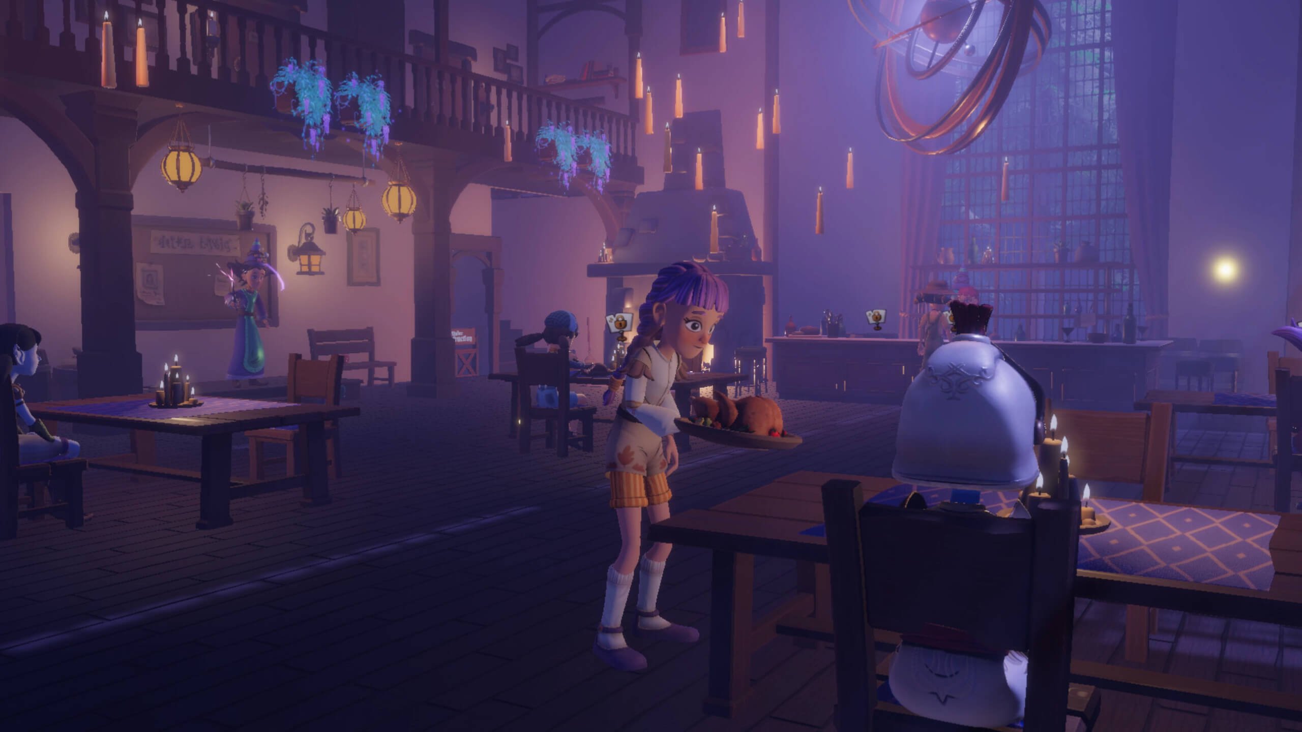 The player serving a guest a meal in Magic Inn